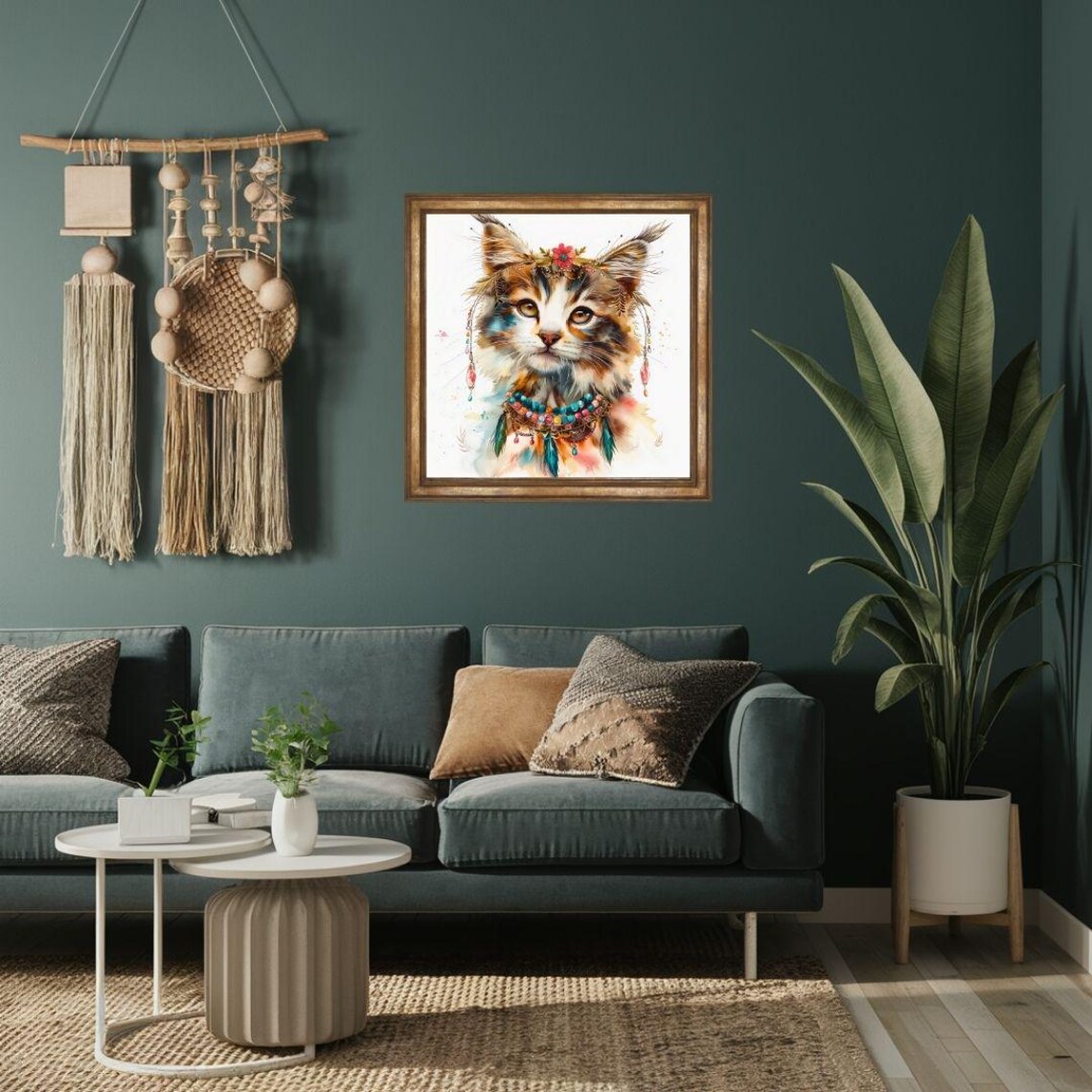 Bohemian Watercolor Cat Wall Art #22 | Digital Download PNG | High ...
