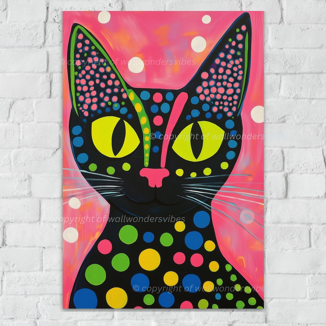 Colorful Abstract Cats Colorful Abstract Cat Art Portrait Printable Wall Art, Cat Lover Gift ...