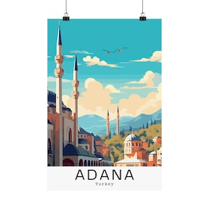 Póster de viaje a Adana, Turquía: pósteres mate de viajes a lugares famosos