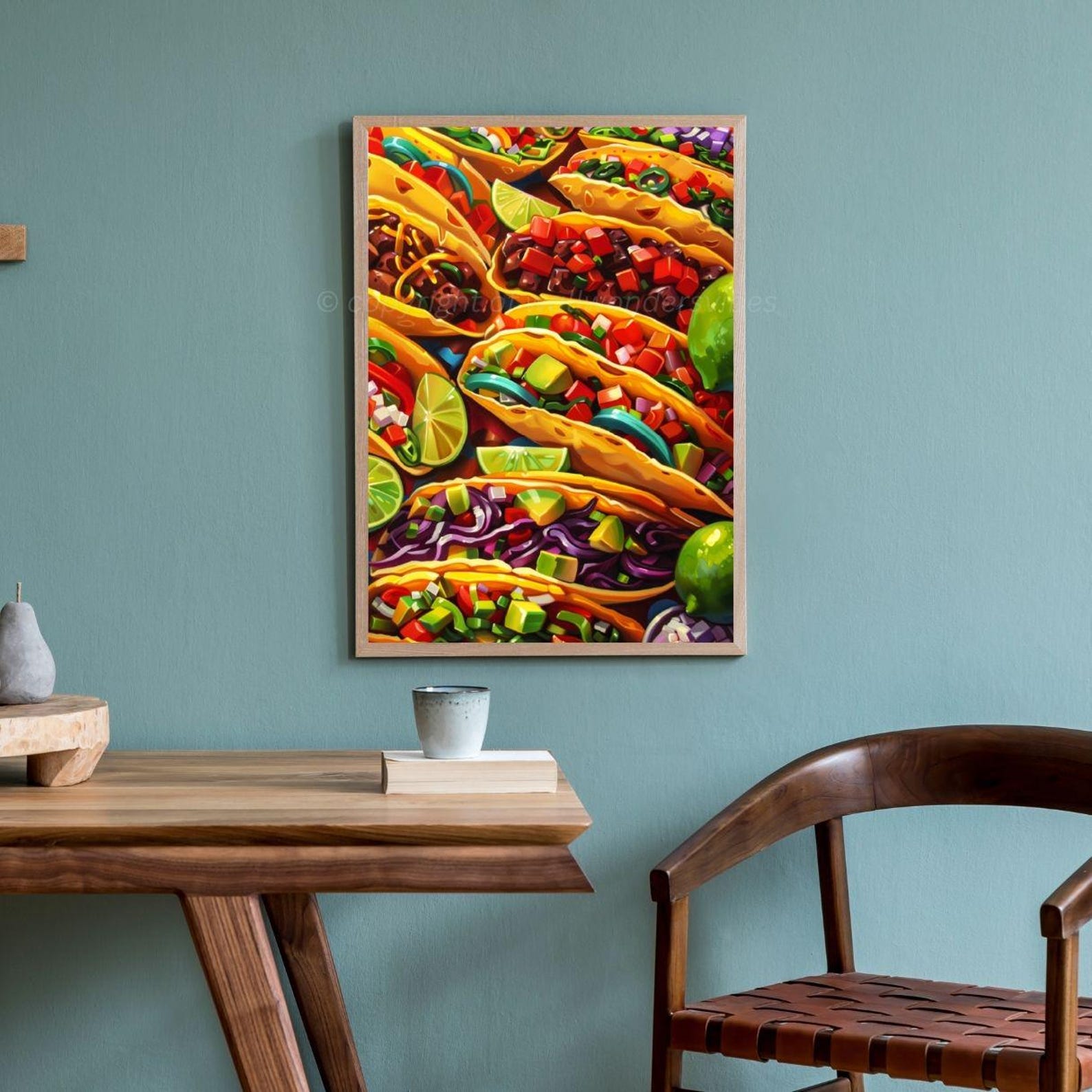 Colorful Taco Print, Digital Art Poster, Mexican Food Wall Decor ...