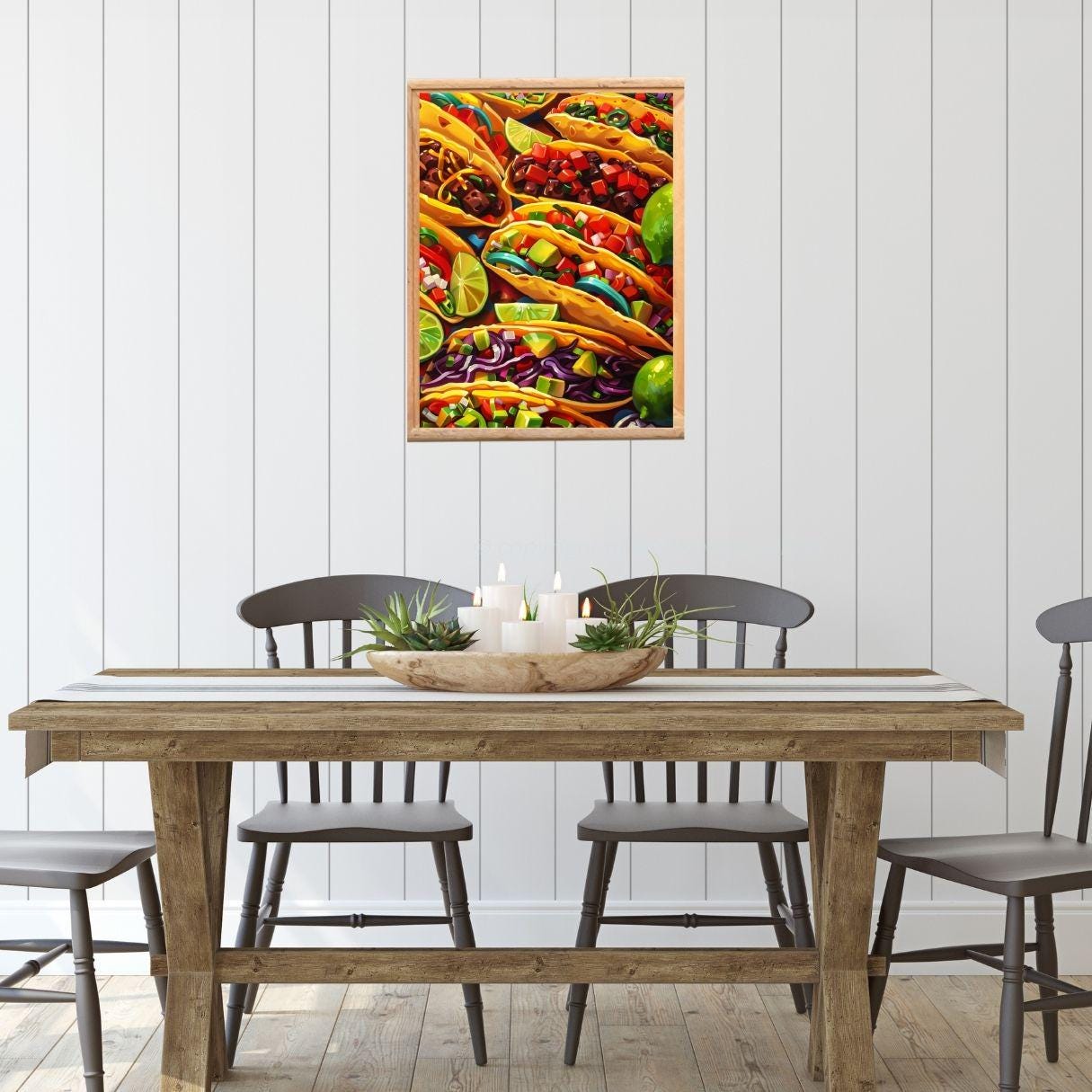 Colorful Taco Print, Digital Art Poster, Mexican Food Wall Decor ...