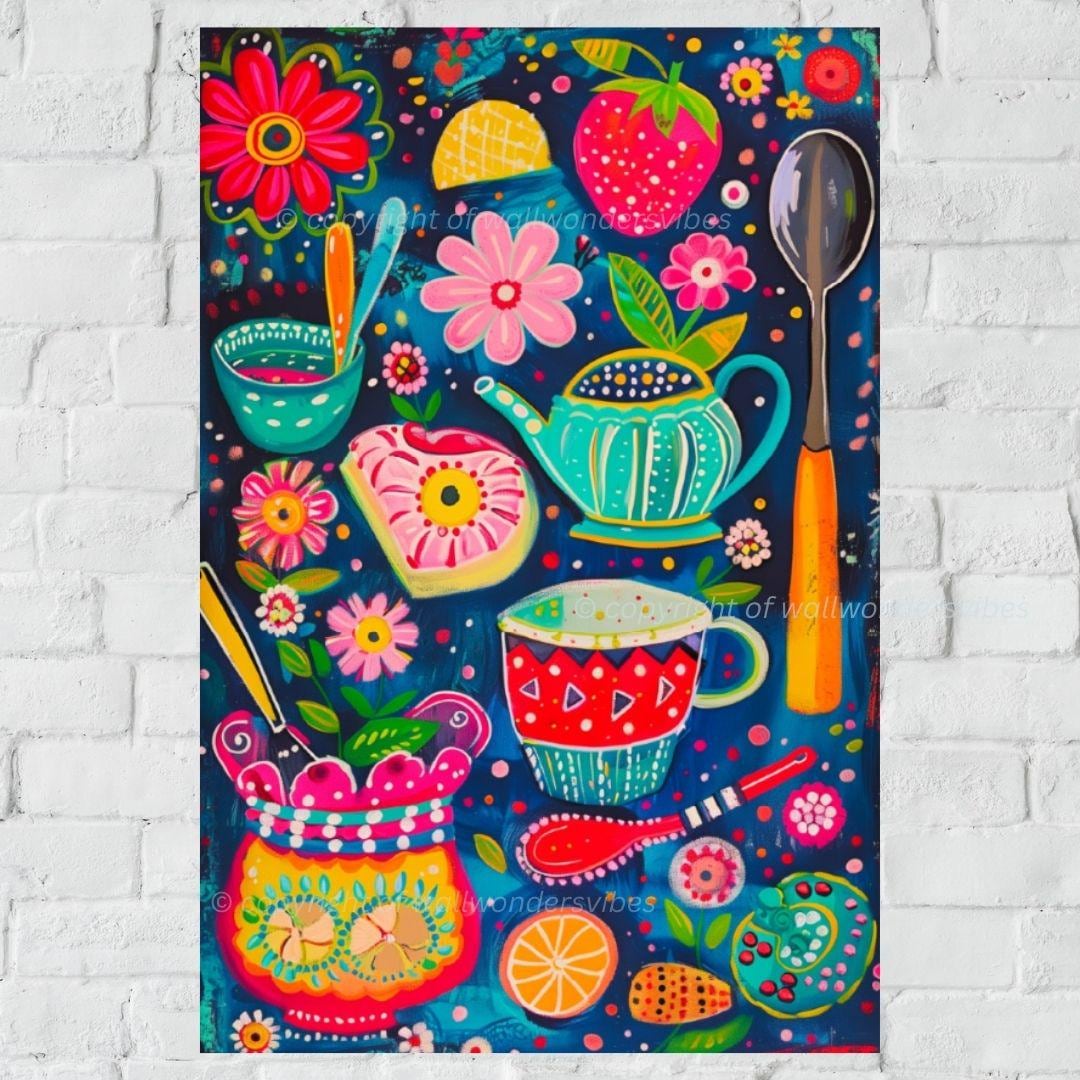 Abstract Colorful Kitchen Art Print, Modern Vibrant Culinary Wall Decor ...