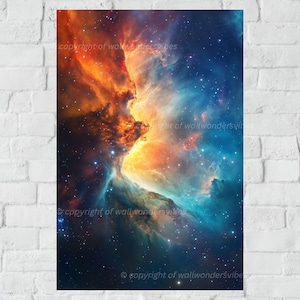 Stunning Galaxy Nebula Art Print, Cosmic Abstract Wall Decor, Space Themed Poster for Bedroom, Digital Download Gift for Astro Boy
