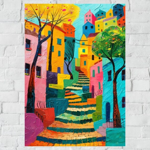 ストリートビュー モンマルトル フランス フォークアート絵画 #3