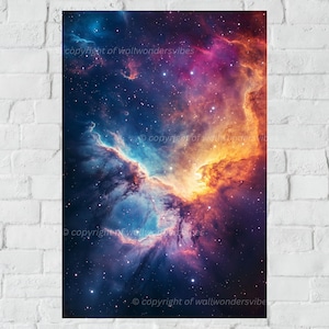 Stunning Galaxy Space Art Print, Cosmic Nebula Wall Decor, Universe Abstract Digital Download, Outer Space Poster Art Gift for Astro Boy