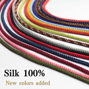 Silk round braided cord kumihimo 1m Japanese silk cord /for Minimalist jewelry/Buddhist Rosary