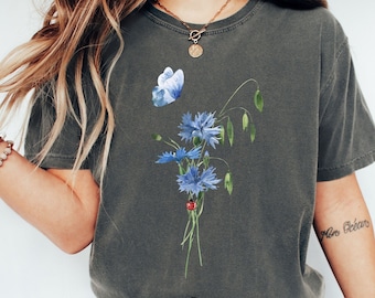 Cute Floral T-Shirt, Flower Shirt, Nature Lover T-Shirt, Wildflowers Shirt, Summer TShirt, Gift for Women, Comfort Colors Tee, Oversized Tee