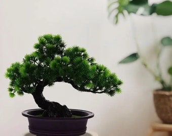 Artificial Bonsai Tree Small Tree Japanese Bonsai Tree, Realistic Look Lifelike Flower Ornament Japanese Bonsai Plant