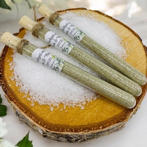 Cadeaux de mariage personnalisés remplis d'épices au design d'eucalyptus, également comme cadeau d'anniversaire, mariage d'argent