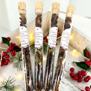 Weihnachtsgeschenk Glühweintee, Früchtetee im Reagenzglas für Kollegen, Nachbarn, Mitarbeiter- Gastgeschenk Weihnachten- Advents Geschenk