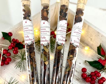 Weihnachtsgeschenk Glühweintee, Früchtetee im Reagenzglas für Kollegen, Nachbarn, Mitarbeiter- Gastgeschenk Weihnachten- Advents Geschenk