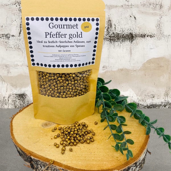 Goldener Pfeffer vergoldet, essbar, Gourmet Pfeffer, Gewürz edel 100 Gramm