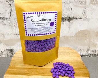 Lentilles en chocolat violettes (400g), assortiment, couleurs unies, barre chocolatée, (comme les Smarties), pâtisserie, emballage sans plastique, décoration de gâteaux, barre chocolatée