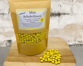 Schokolinsen Gelb 100- 400g, sortiert, Einzelfarben, Candybar, (wie Smarties), Backen, plastikfreie Verpackung, Torte Deko, Candy Bar