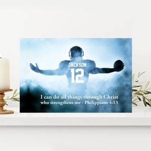 Personalized Football Poster/Canvas, American Football Wall Art Print, Custom Framed Canvas, Sport Gift for Dad, Son, Boy, Kid, Team