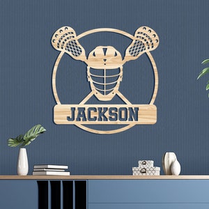 Personalized Lacrosse Wood Sign, Lacrosse Sign, Custom Name Wooden Sign, Lacrosse Wall Decor, Sport Gift for Dad, Son, Boy, Kid, Team