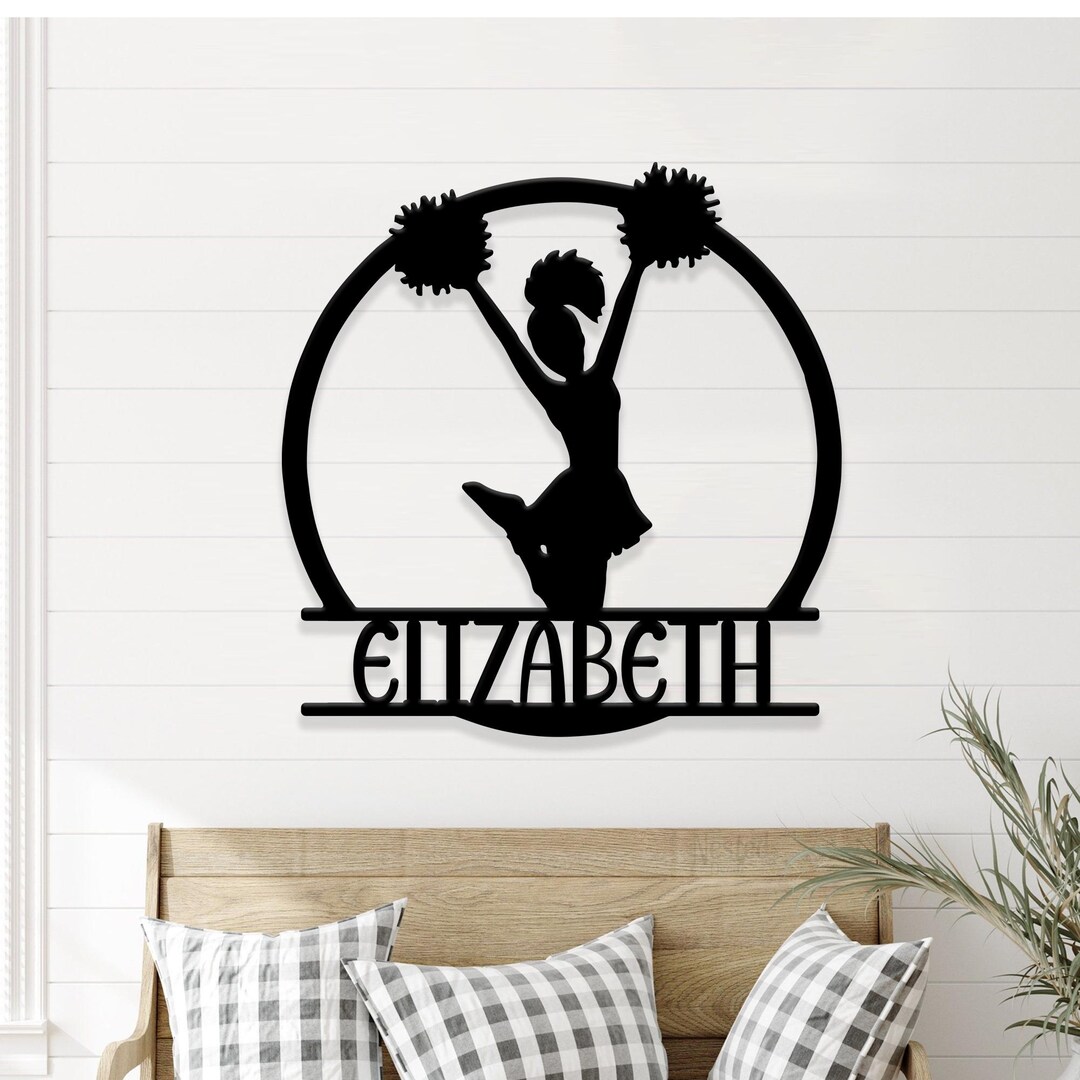 Personalized Cheerleading Metal Sign, Cheer Sign, Custom Name Room Sign ...