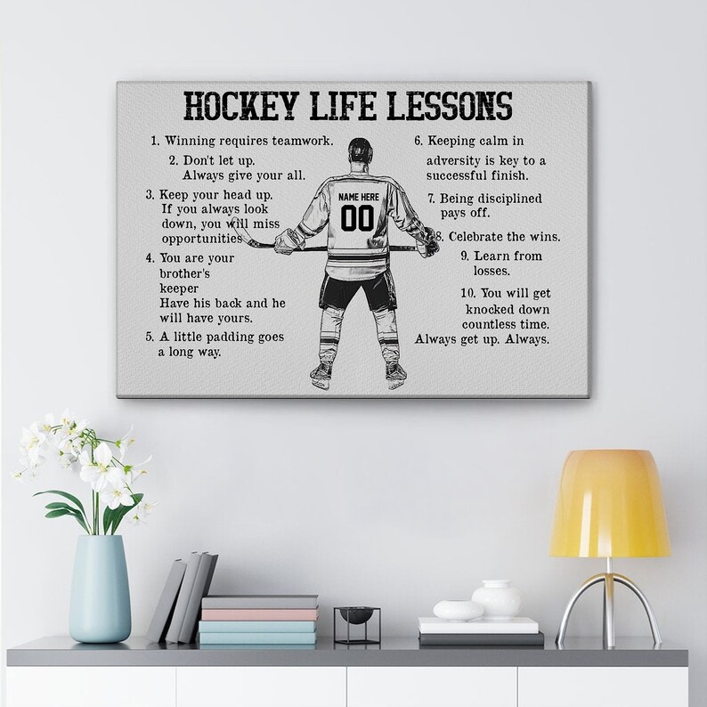 Personalized Hockey Poster/Canvas, Hockey Life Lessons Wall Art Print, Custom Framed Canvas, Sport Gift for Dad, Son, Boy, Kid, Team image 4