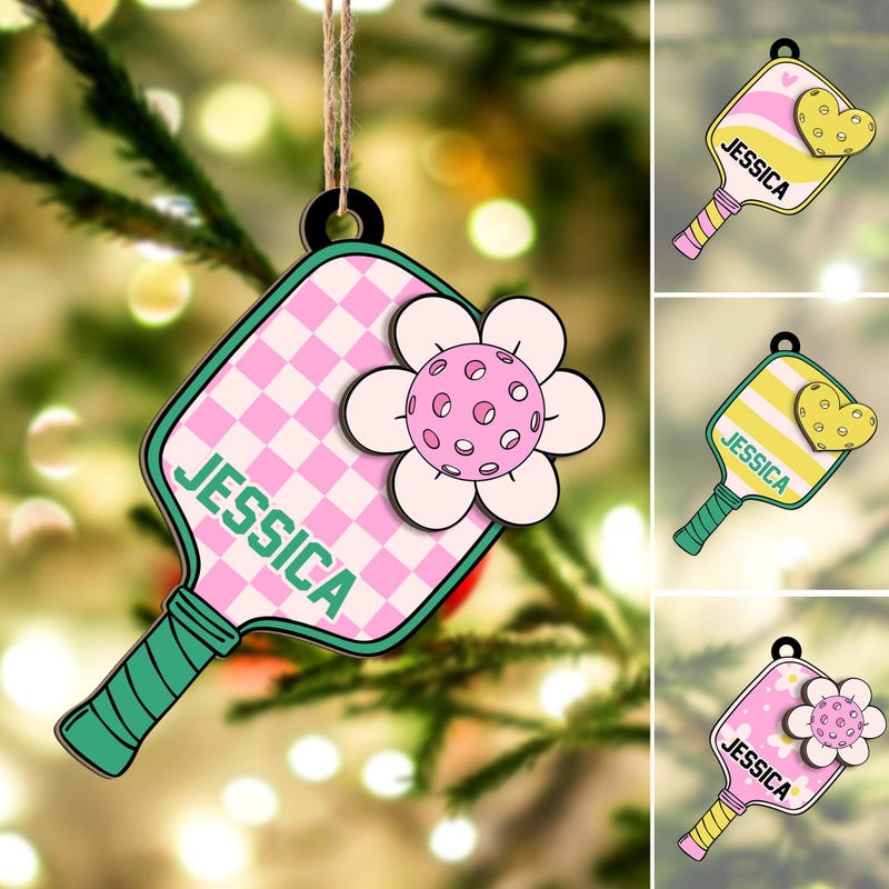 🌕Free Personalization🌕Personalized Pickleball Layered Wood Ornament, Custom Pickleball Christmas Tree Ornament, Sport Christmas Home Decor, Christmas Gift