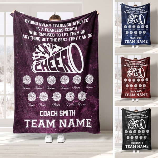 Personalized Cheerleading Blanket, Custom Name Soft Cozy Sherpa Fleece Throw Blankets, Sport Gift for Coach, Cheerleader, Daughter, Team