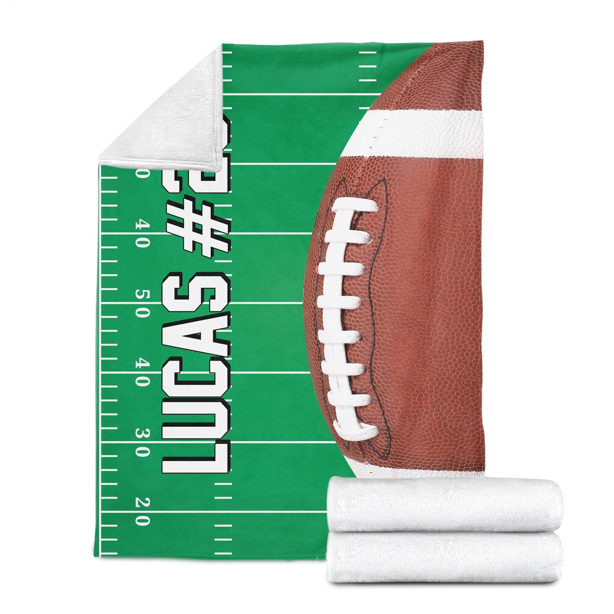 Custom Name and Number Football Players Fleece Blanket for Son, Football Sherpa Blanket BD0005 main image 1