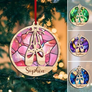 Adorno de madera en capas de ballet personalizado, adorno de ballet personalizado para árbol de Navidad, decoración deportiva navideña para el hogar, regalo de Navidad