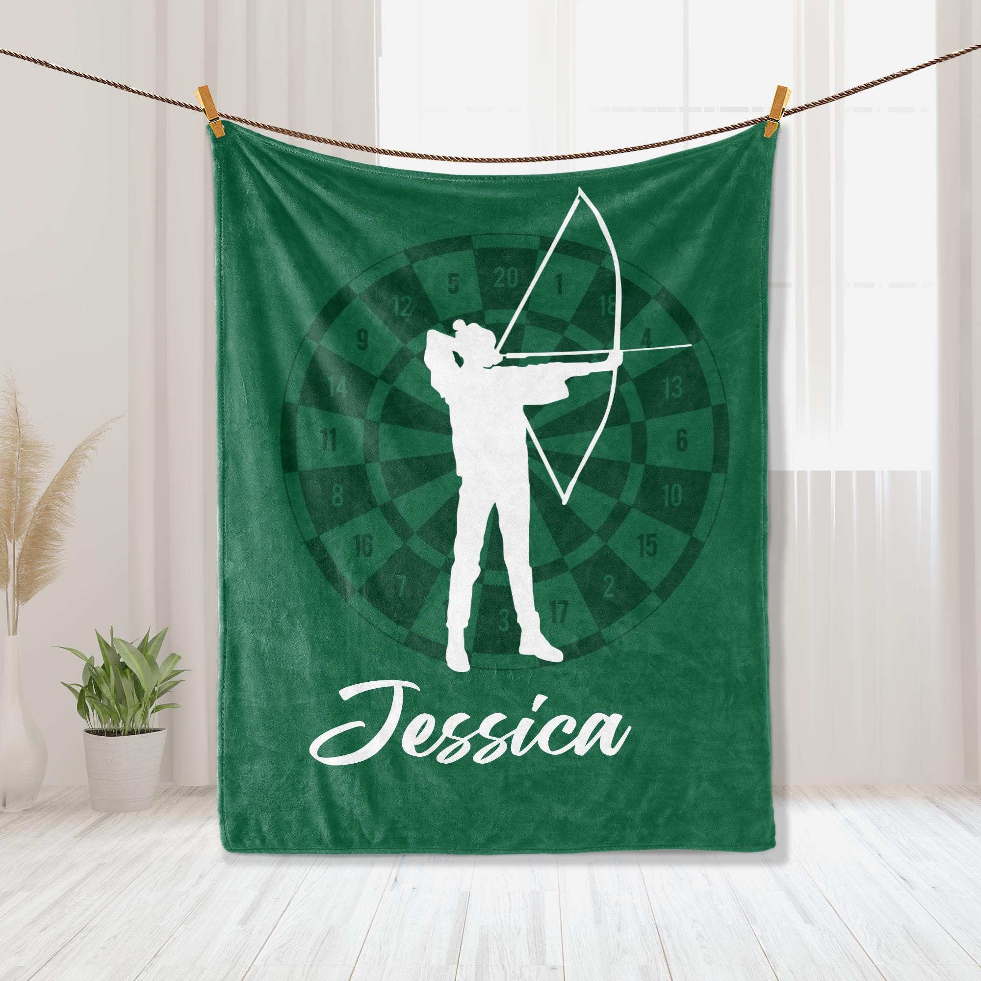 Personalized Archery Blanket, Custom Name Soft Cozy Sherpa Fleece Throw Blankets, Sport Gift for Dad, Mom, Son, Daughter, Kid, Team