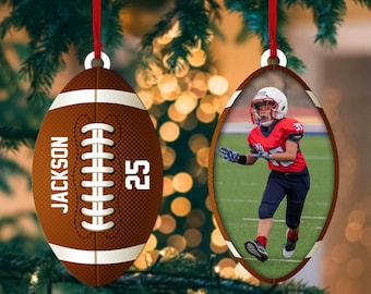 Personalized Football Flat 2D Ornament, Custom Photo Football Christmas Tree Ornament, Sport Christmas Home Decor, Xmas Gift for Son, Team