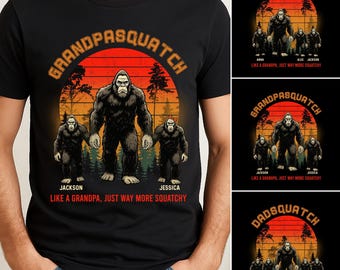 Personalized Grandpasquatch T-Shirt, Dadpasquatch Shirt, Custom Kid's Name Sweatshirt, Gift for Dad, Grandpa, Father's Day Gifts