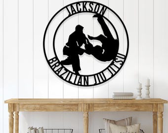 Personalized Jiu Jitsu Metal Sign, Brazilian Jiu Jitsu Sign, Custom Name Room Sign, Jiu Jitsu Wall Decor, Gift for Dad, Husband, Son, Boy