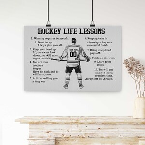 Personalized Hockey Poster/Canvas, Hockey Life Lessons Wall Art Print, Custom Framed Canvas, Sport Gift for Dad, Son, Boy, Kid, Team image 3
