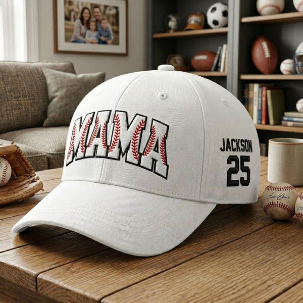 Gorra de béisbol personalizada bordada para mamá, gorra de béisbol bordada, gorra con nombre y número personalizados, regalo deportivo para abuela, mamá, hija, familia.
