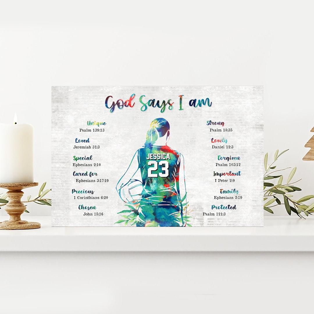 Personalized Volleyball Poster/canvas, God Says I Am Wall Art Print ...