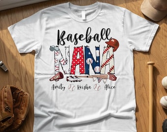 Personalized Baseball Grandma T-Shirt, Baseball Mom Shirt, Baseball Nana Shirts, Custom Kid's Name Sweatshirt, Sport Gift for Grandma, Mom