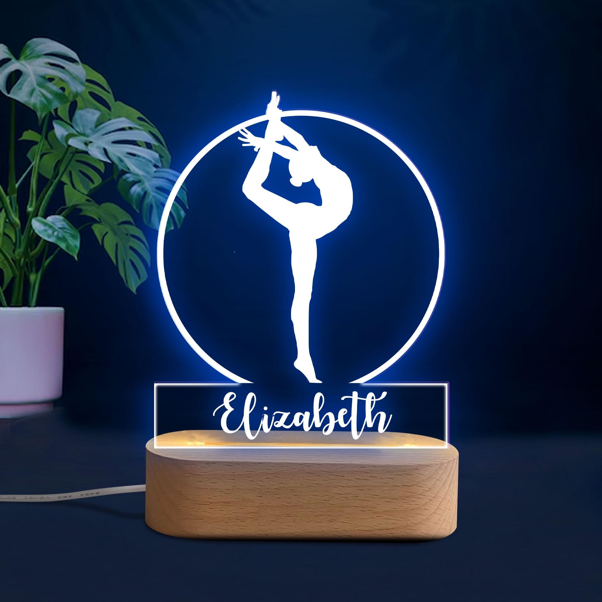 Personalized Gymnastic Night Light, Custom Name Acrylic Night Light, Gymnastic Room Decor, Sport Gift for Gymnast, Daughter, Girl, Kid