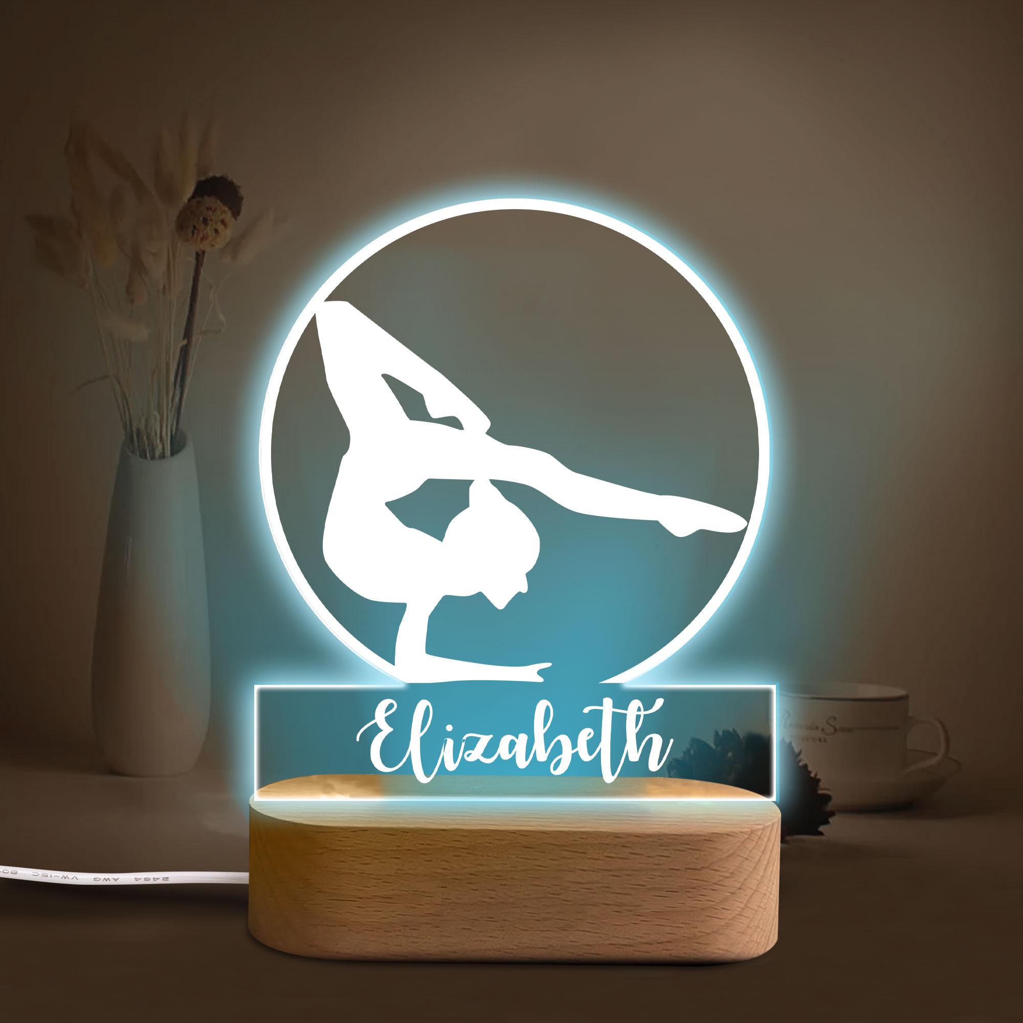 Personalized Gymnastic Night Light, Custom Name Acrylic Night Light, Gymnastic Room Decor, Sport Gift for Gymnast, Daughter, Girl, Kid