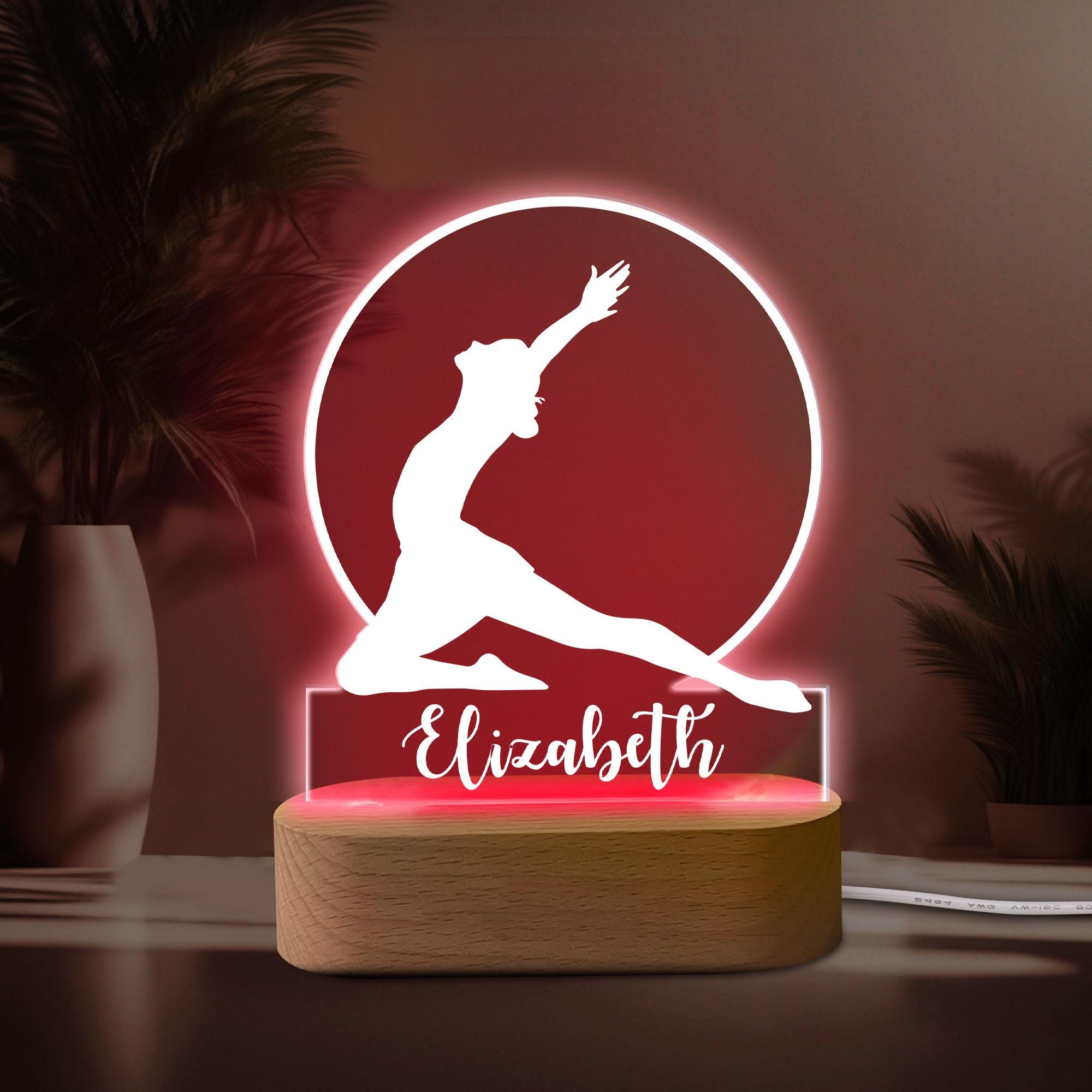 Personalized Gymnastic Night Light, Custom Name Acrylic Night Light, Gymnastic Room Decor, Sport Gift for Gymnast, Daughter, Girl, Kid