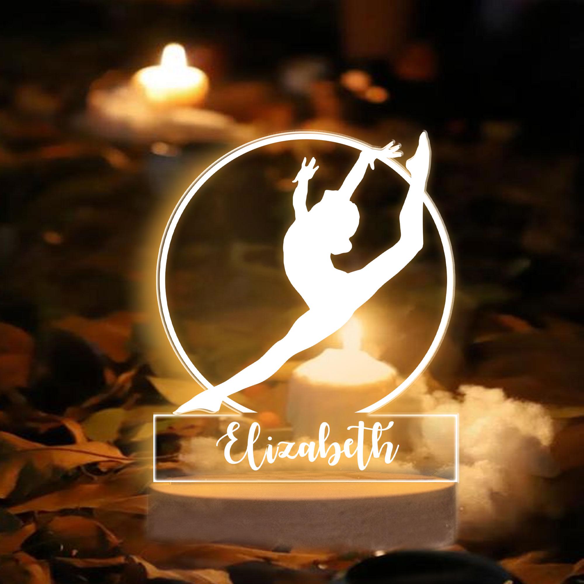 Personalized Gymnastic Night Light, Custom Name Acrylic Night Light, Gymnastic Room Decor, Sport Gift for Gymnast, Daughter, Girl, Kid