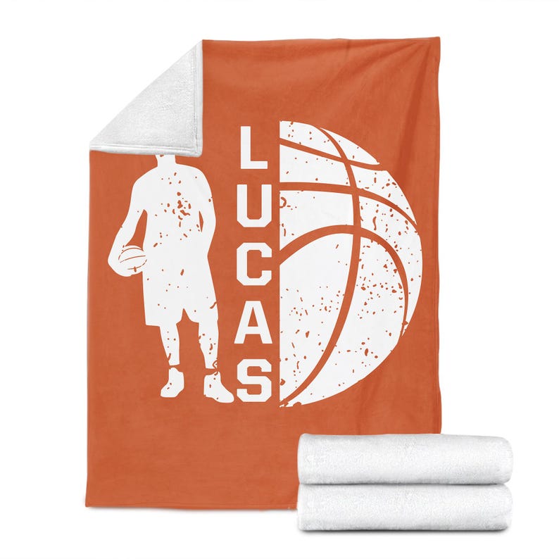 Personalized Basketball Blanket, Custom Name Soft Cozy Sherpa Fleece