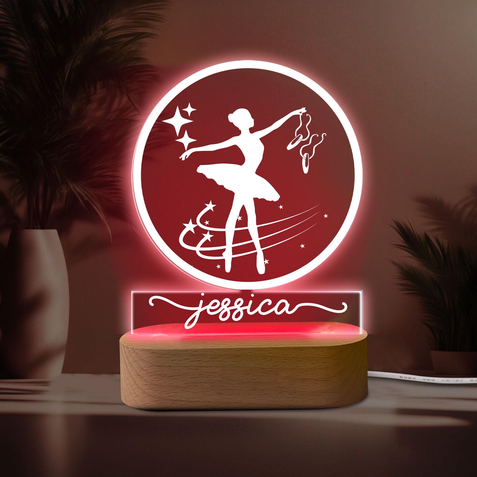 Personalized Ballet Night Light, Custom Name Acrylic Night Light, Ballet Room Decor, Sport Gift for Ballet Dancer, Daughter, Girl, Kid