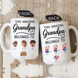 Personalized Grandkid Photo Mug, This Grandpa Belongs To Coffee Mug, Custom Baby Face Coffee Cup, Gift for Grandpa, Dad, Father&#39;s Day Gifts