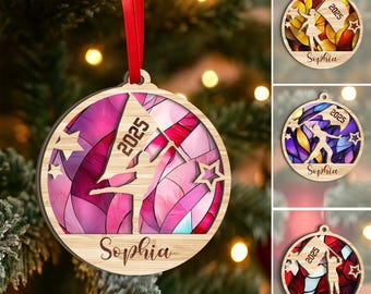 Personalized Color Guard Layered Wood Ornament, Custom Color Guard Girl Christmas Ornament, Marching Band Gift for Dancer, Color Guard Team