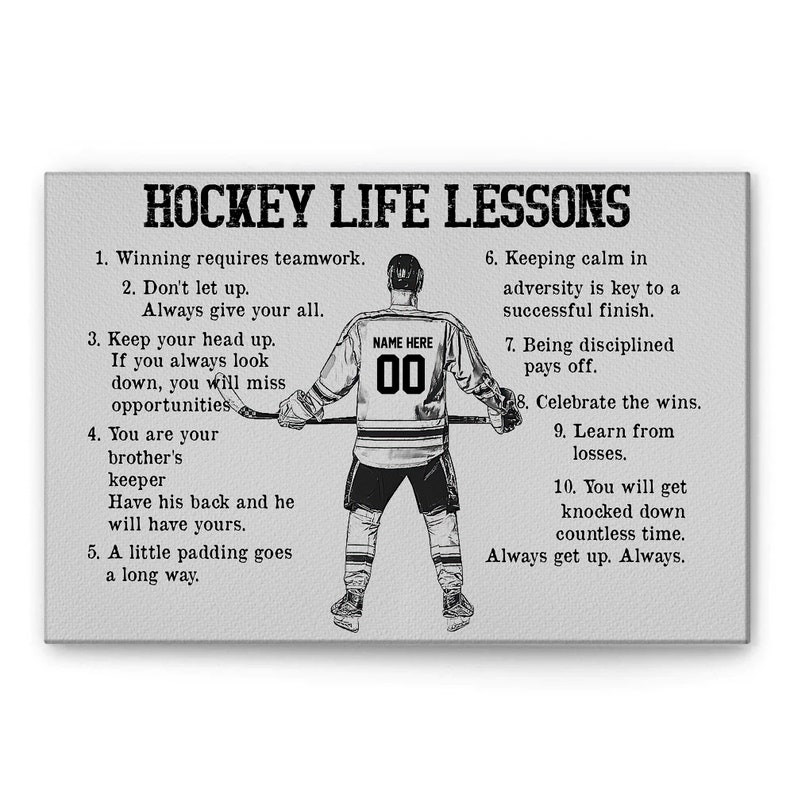 Personalized Hockey Poster/Canvas, Hockey Life Lessons Wall Art Print, Custom Framed Canvas, Sport Gift for Dad, Son, Boy, Kid, Team image 2