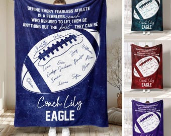 Coperta personalizzata per allenatore di football, coperta in pile Sherpa morbida e accogliente con nome personalizzato, regalo sportivo per allenatore di football, figlio, ragazzo, bambino, squadra