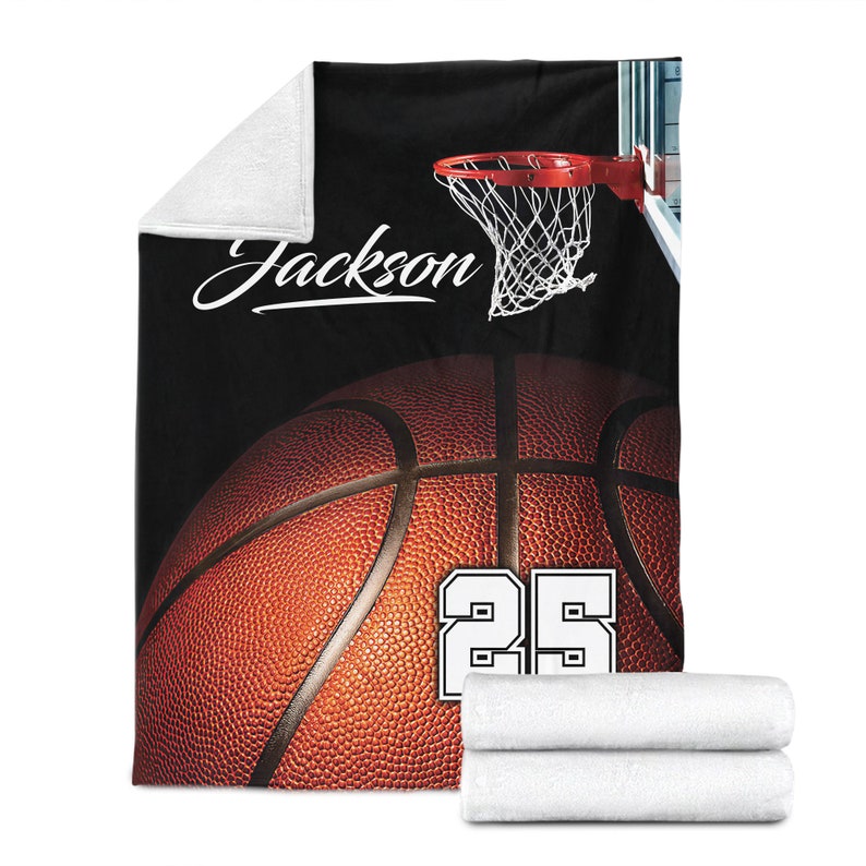 Personalized Basketball Blanket, Custom Name Number Soft Cozy Sherpa