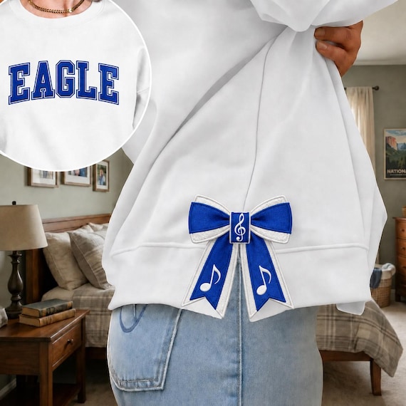 Personalized Marching Band Side Bow Cut-Out Sweatshirt, Custom Name Shirt, Drumline Color Guard Embroidered Sweatshirt, Band Member Gift