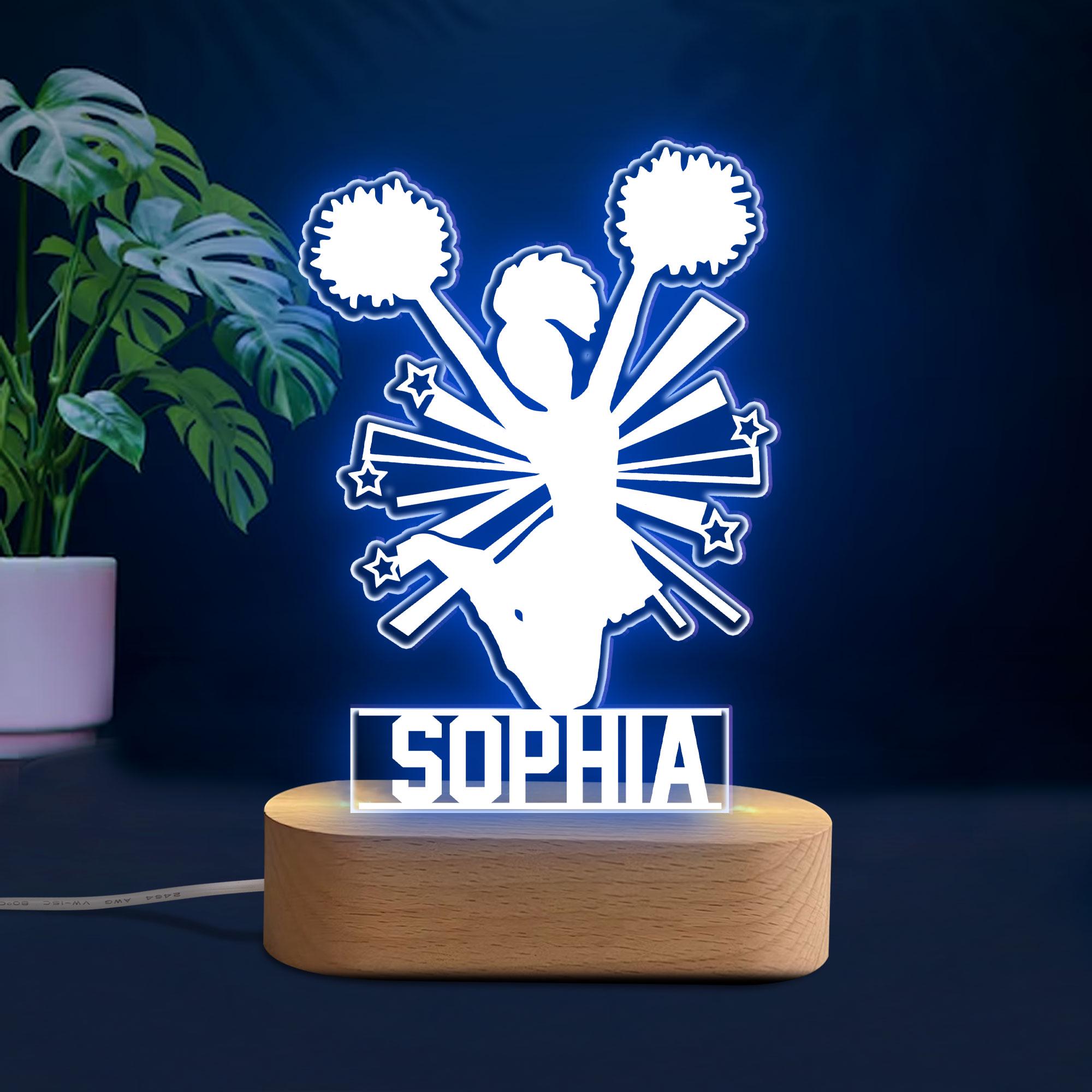 Personalized Cheerleading Night Light, Custom Name Acrylic Night Light, Cheer Room Decor, Cheer Gift for Cheerleader, Daughter, Girl, Team