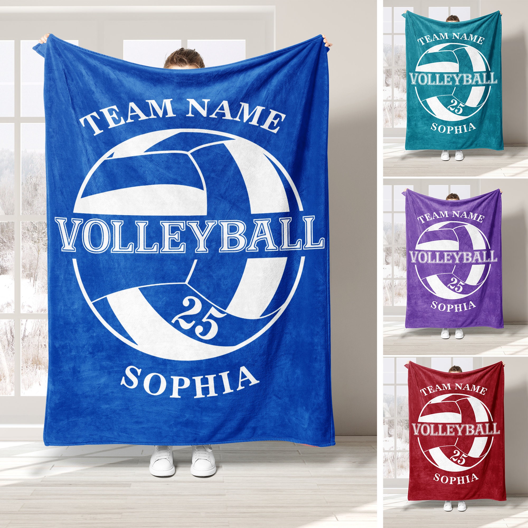 Personalisierte Beachvolleyball-Decke, weiche, gemütliche Sherpa-Fleece-Wurfdecke, Sportgeschenk für Mutter, Tochter, Mädchen, Kind, Team