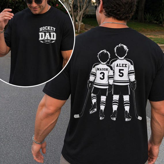 Personalized Hockey Dad Shirt, Hockey Player Graphic Choice, Custom Name Number Hockey Shirt, Hockey Dad Shirt, Father's Day Gift