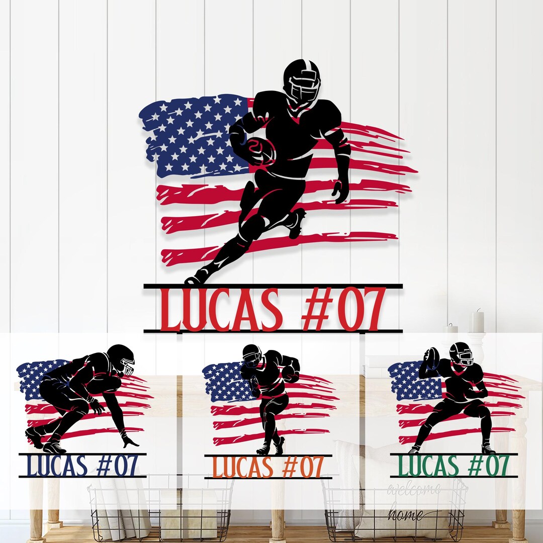 Personalized Football Metal Sign, Football Sign, Custom Name Number ...